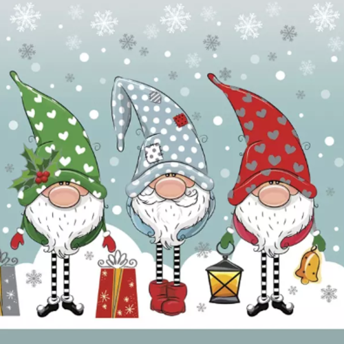 1 serviette en papier gnomes dans la neige - ref 2541