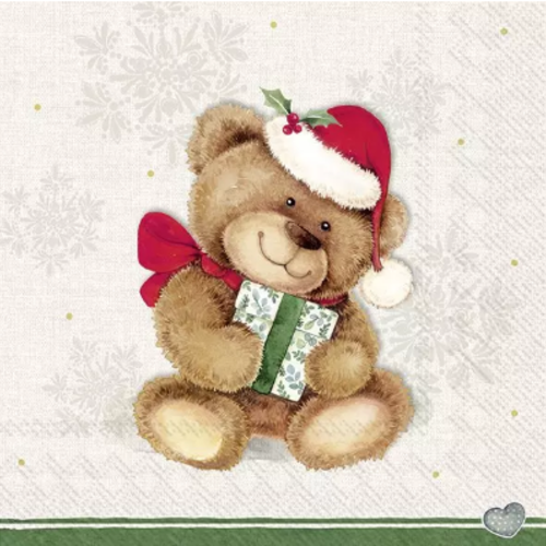 1 serviette en papier ourson - noel - ref 2542
