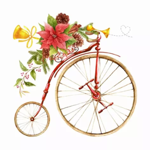 1 serviette en papier velo fleuri - ref 2543
