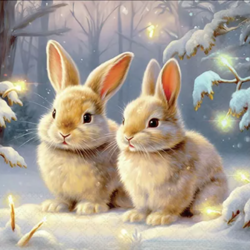 1 serviette en papier lapin - ref 2549