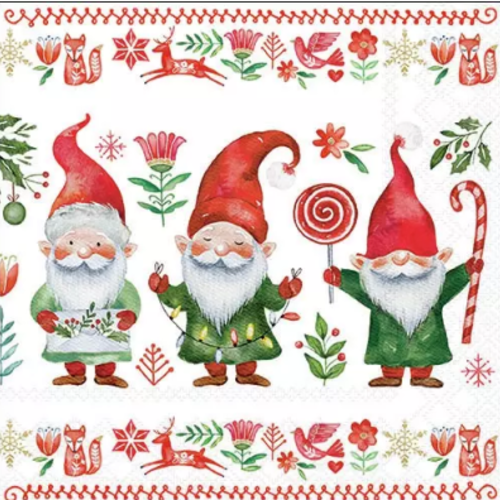 1 serviette en papier gnome - noel - ref 2554