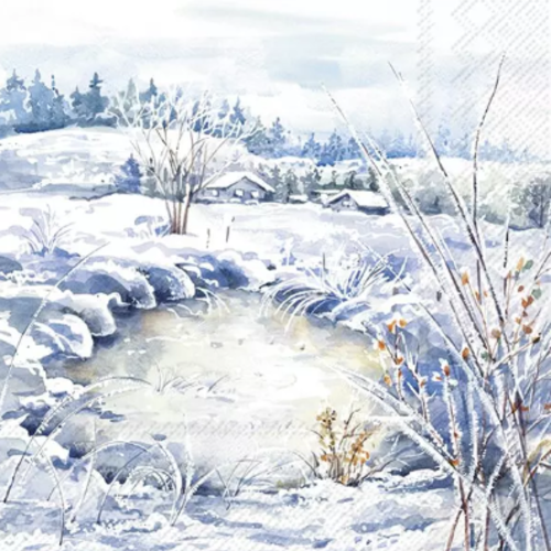 1 serviette en papier paysage d'hiver - ref 2557