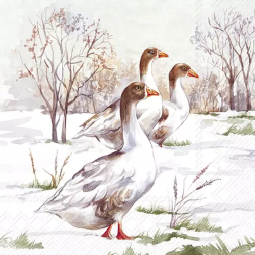 1 serviette en papier les oies - paysage d'hiver  - ref 2570