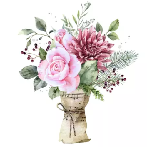 1 serviette en papier bouquet de fleurs  - ref 2571