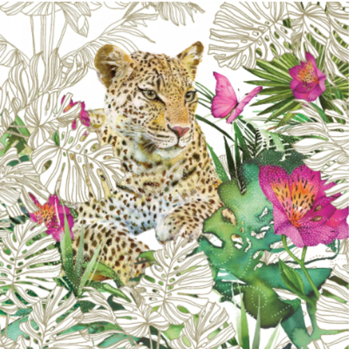 1 serviette en papier leopard dans la jungle - ref 2579