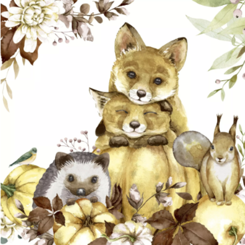 1 serviette en papier animaux de la foret - ref 2580