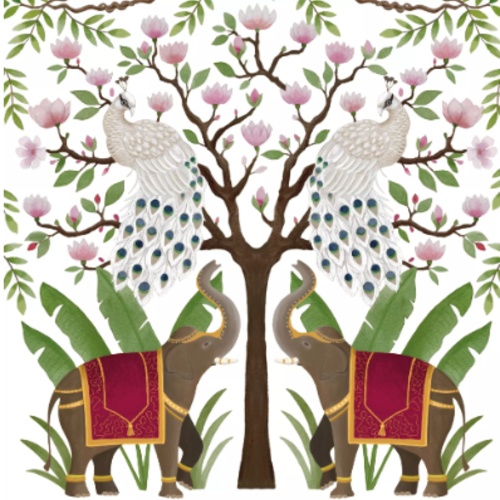 1 serviette en papier elephants - paon - ref 2593