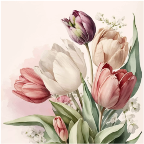 1 serviette en papier fleurs - tulipes - ref 2595