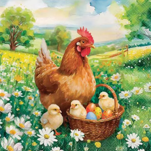 1 serviette en papier poule - poussin - ref 2608