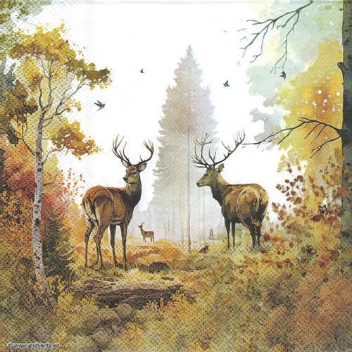 1 serviette en papier cerf - foret - ref 2609