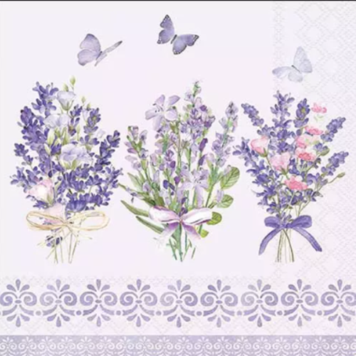 1 serviette en papier fleurs - lavande - ref 2619