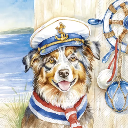 1 serviette en papier chien matelot - ref 2626