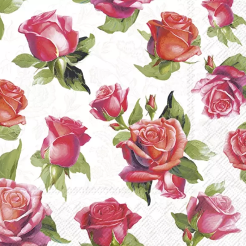 1 serviette en papier fleurs - rose - ref 2627
