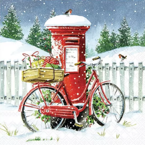 1 serviette en papier velo - noel - ref 2636