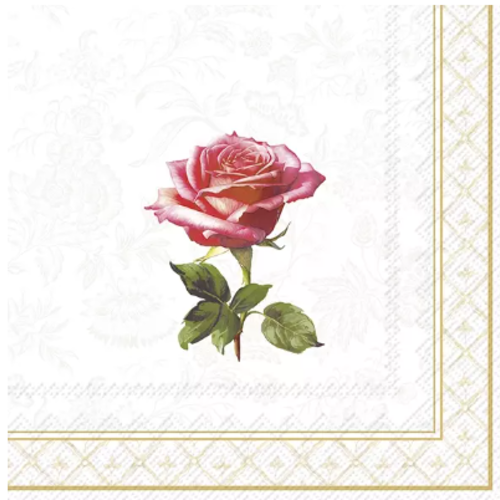 1 serviette en papier fleurs - rose - ref 2637