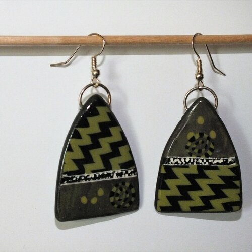 Boucles d'oreilles triangle motifs inversés