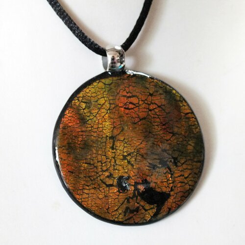 Collier craquelé tons orangés-dorés