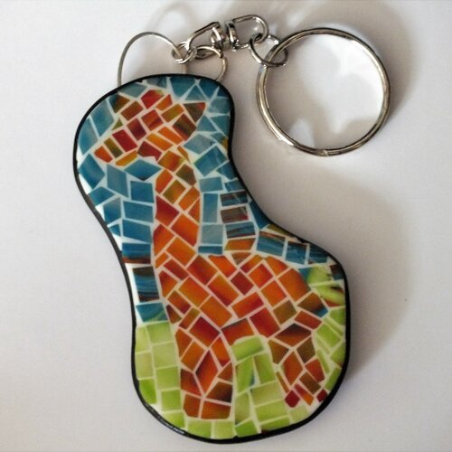 Porte-clé girafe mosaïque