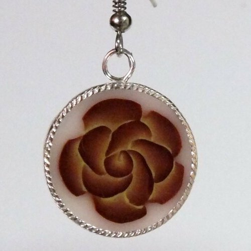 Boucles d'oreilles recto/verso rose et spirale 