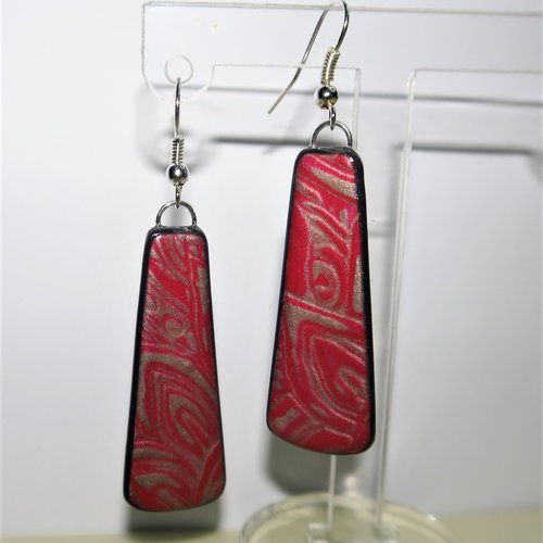 Boucles d'oreilles rouge et or