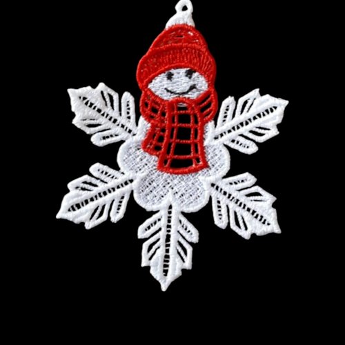 Etoile de noël brodée forme bonhomme de neige