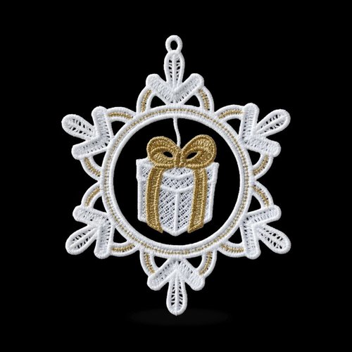 Etoile de noël brodée forme cadeau