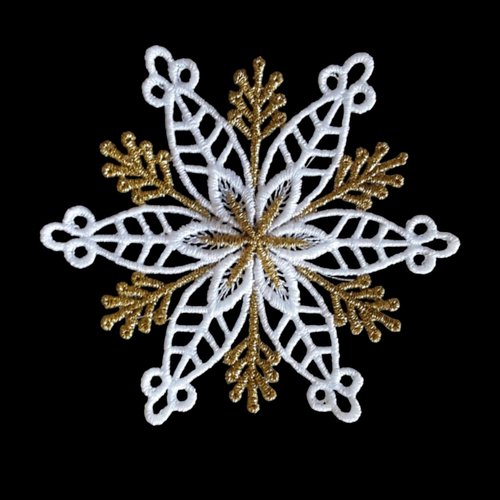 Etoile de noël brodée couleur blanche et dorée