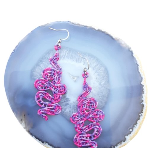 Boucles d'oreilles brodées serpent