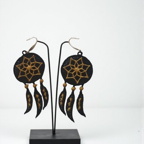 Boucles d'oreilles brodées pendantes