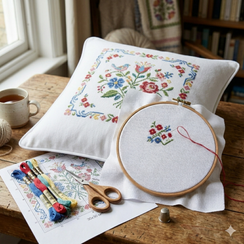 Housse de coussin à broder au point de croix toila aida 5.5 - 30 x 30 cm