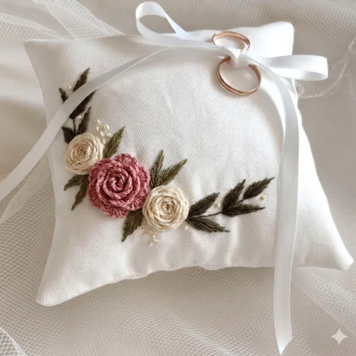 Housse coussin d'alliance à broder  - 15 x 15 cm