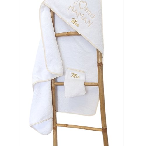 Serviette de bain et gants de toilette personnalisé