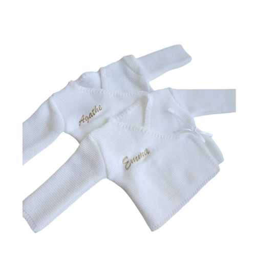 Brassière naissance laine tricoté personnalisée