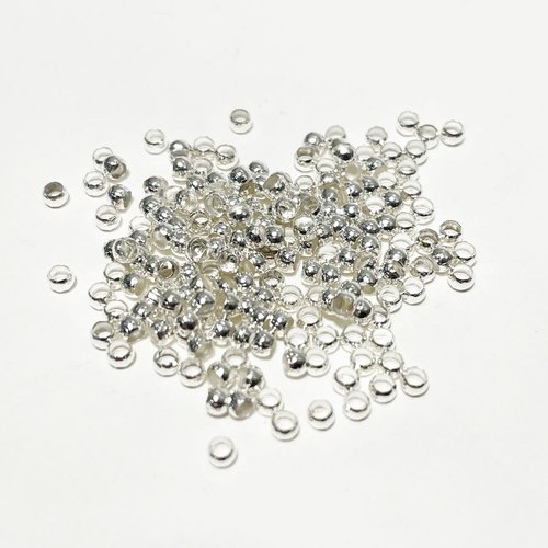 2*1,2mm. perles à écraser laiton. 2 grammes, environ 265 perles. argenté