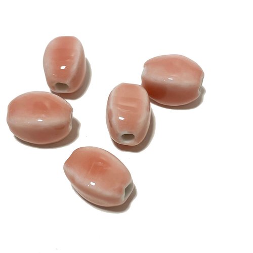 14 mm. perles olive, céramique. rose