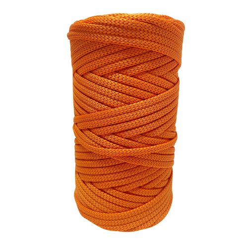 5 mm. cordon plat polyester. orange vif. 100 m.