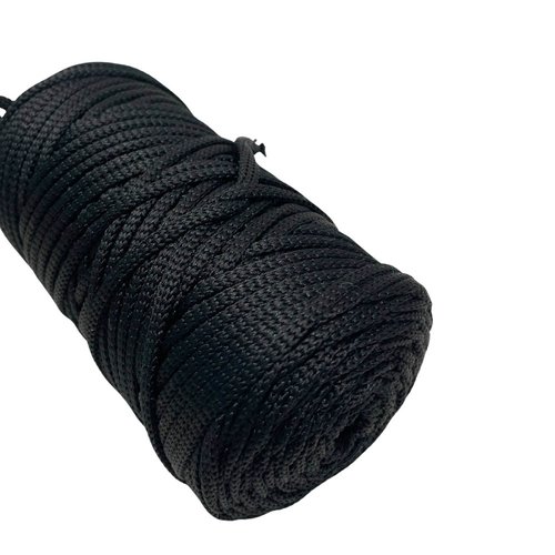 5 mm. cordon plat polyester. noir. 100 m.