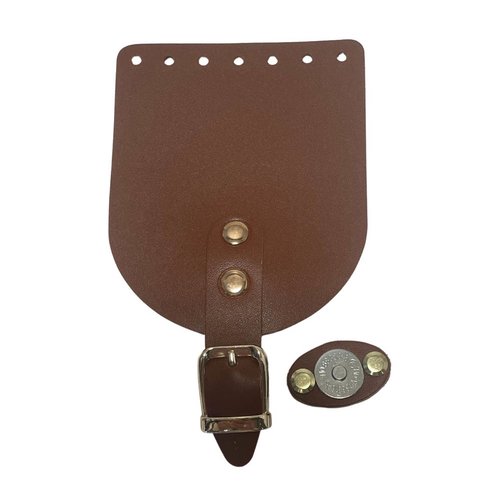 10x12 cm. kit rabat pour fabrication sac au crochet. cuir véritable marron