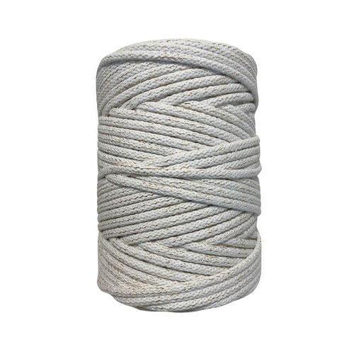 5 mm. 100 m corde coton recyclé. blanc filet or
