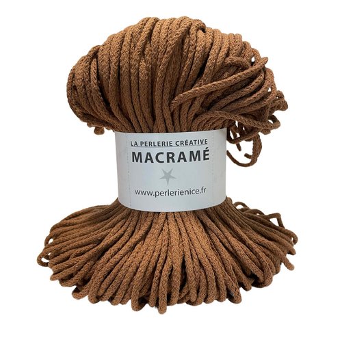 3 mm. écheveau coton tissé 100 m. 3 mm. marron cannelle