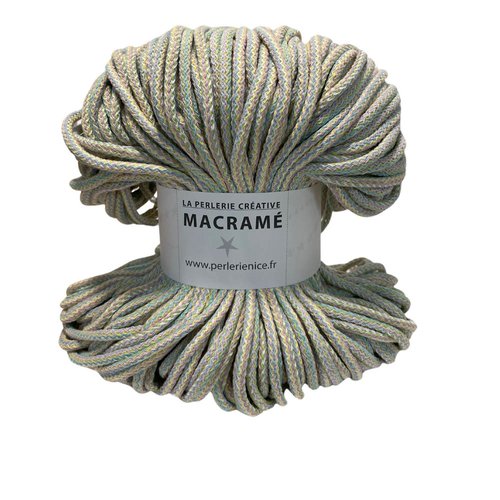 5 mm. écheveau coton tissé 100 m. 5 mm. multicolore