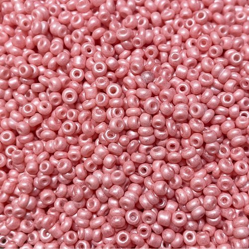225 g. perles de rocaille 2 mm. rose opaque