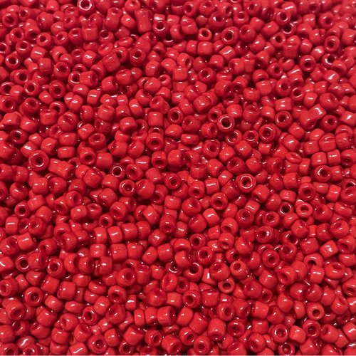 225 g. 2 mm, perles de rocaille, rouge opaque.