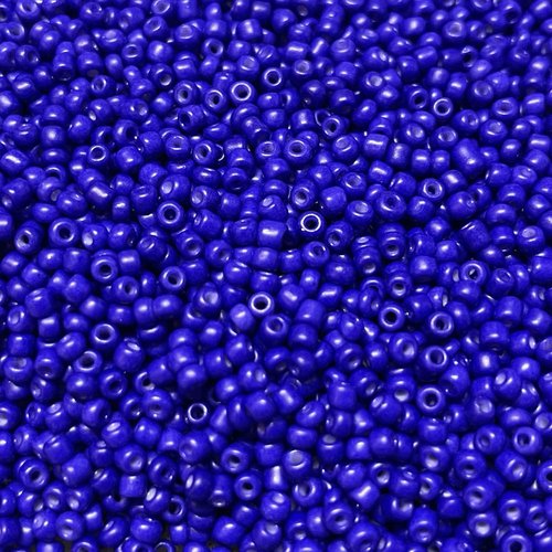 225 g. 2 mm, perles de rocaille, bleu cobalt.