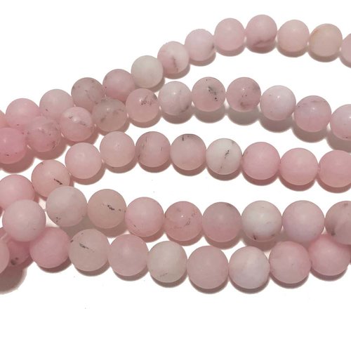 Perles pierre jaspe cerise naturelle. givré. 8 mm