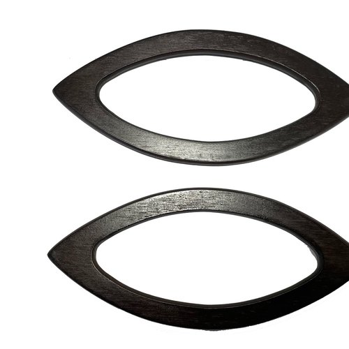 Paire de anses de sac, bois foncé, ovale 20 cm