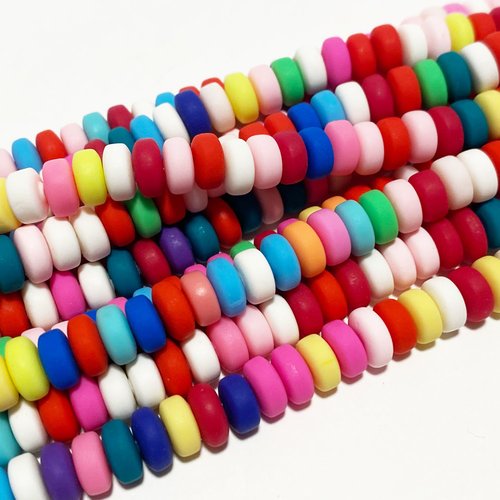 6 mm, perles heishi donut multicolores. env. 112-115 p.