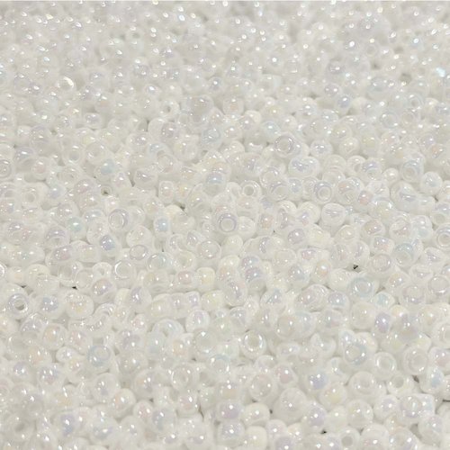 8/0. perles miyuki rocailles, blanc neige. 10 grammes.