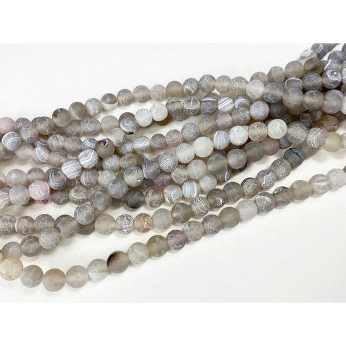 8 mm, perles agate naturelle mat. le fil env. 48 p.