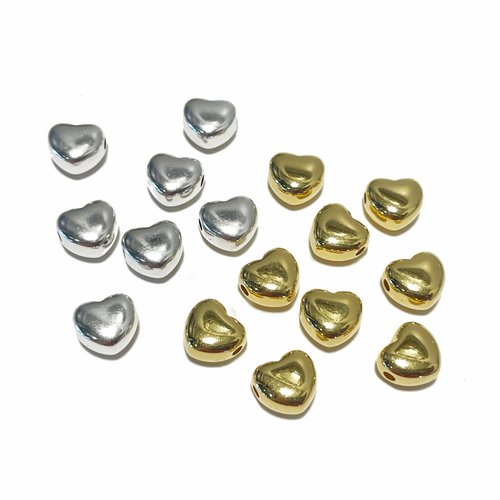 8 mm. perle coeur en zamac. argenté